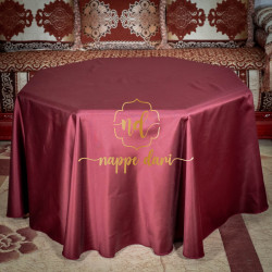 Nappe Grenat à fleurs Gold pour Table Ronde
