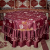 Nappe Grenat à fleurs Gold pour Table Ronde