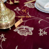 Nappe Grenat à fleurs Gold pour Table Ronde