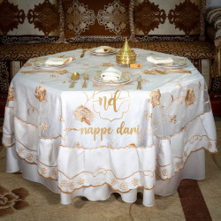 Nappe Blanc à fleurs Gold...