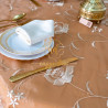 Nappe Gold à fleurs Blanches pour Table Ronde
