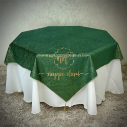 Nappe de table Double Face, couleur verte /face avec motif et face simple élégante  - Carrée -140 cm