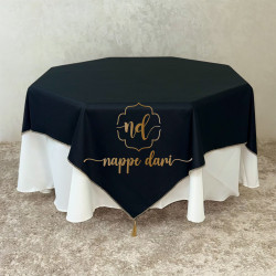 Nappe de table Double Face, couleur noire /face avec motif et face simple élégante  - Carrée -140 cm