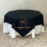 Nappe de table Double Face, couleur noire /face avec motif et face simple élégante  - Carrée -140 cm