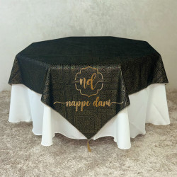 Nappe de table Double Face, couleur noire /face avec motif et face simple élégante  - Carrée -140 cm