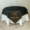 Nappe de table Double Face, couleur noire /face avec motif et face simple élégante  - Carrée -140 cm