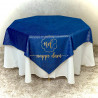 Nappe de table Double Face, couleur Bleu /face avec motif et face simple élégante  - Carrée -140 cm