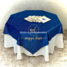 Nappe de table Double Face, couleur Bleu /face avec motif et face simple élégante  - Carrée -140 cm