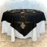 Nappe de table Brodée, couleur Noir /face avec motif  élégant  - Carrée -150 cm