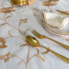 Nappe Blanc à fleurs Gold pour Table Ronde